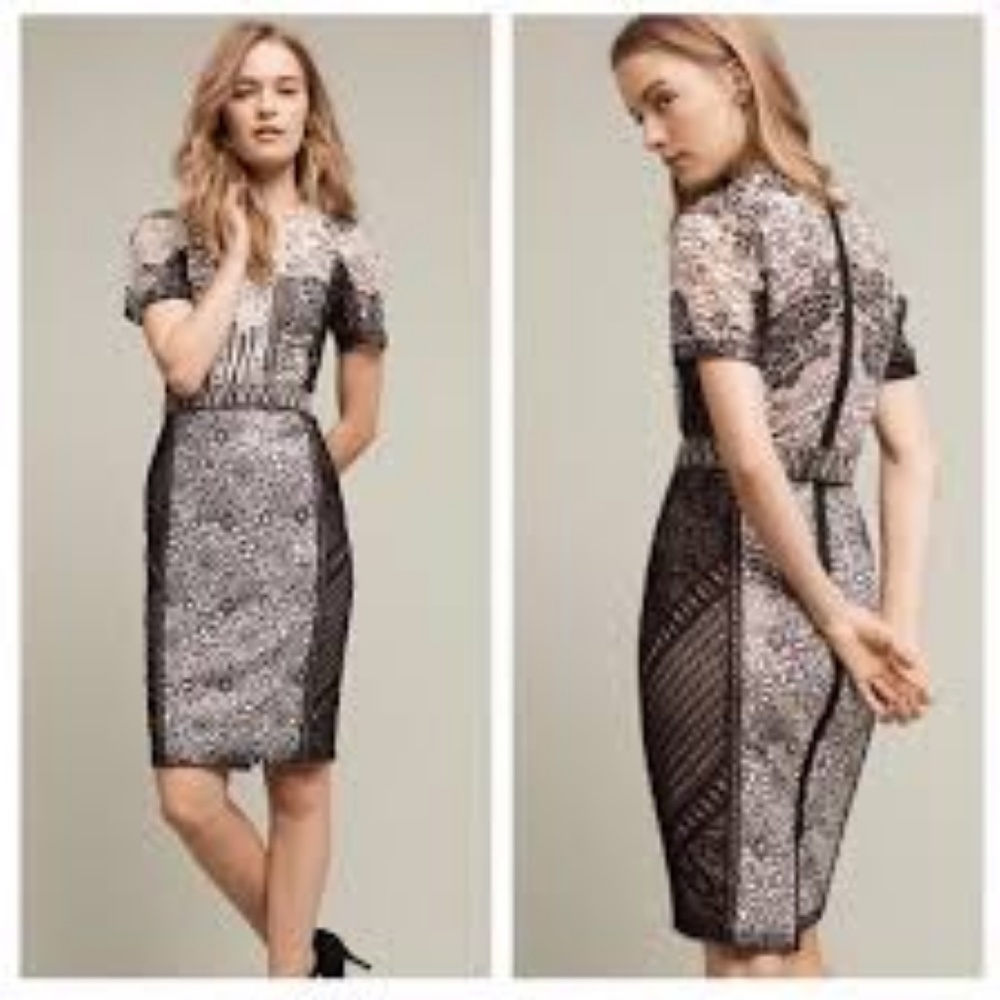 Byron Lars Silver and Black Dress Anthropologie 12